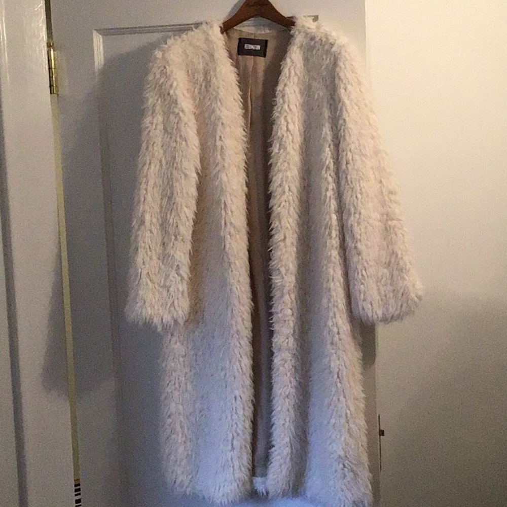 Reformation faux fur long cardigan